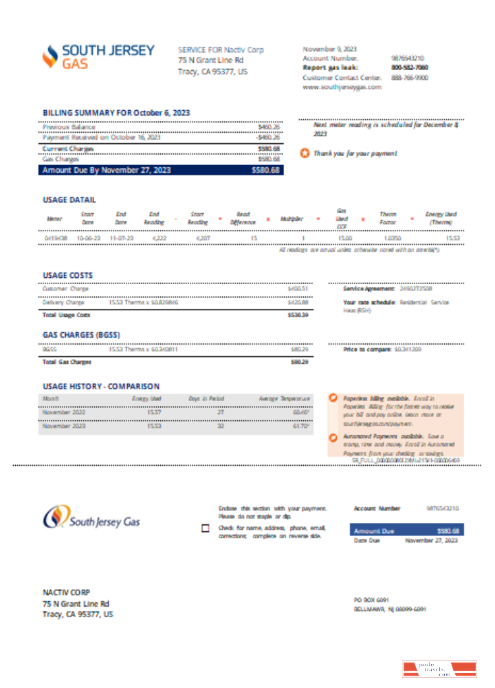 New Jersey Gas utility business bill, SCR PSD template